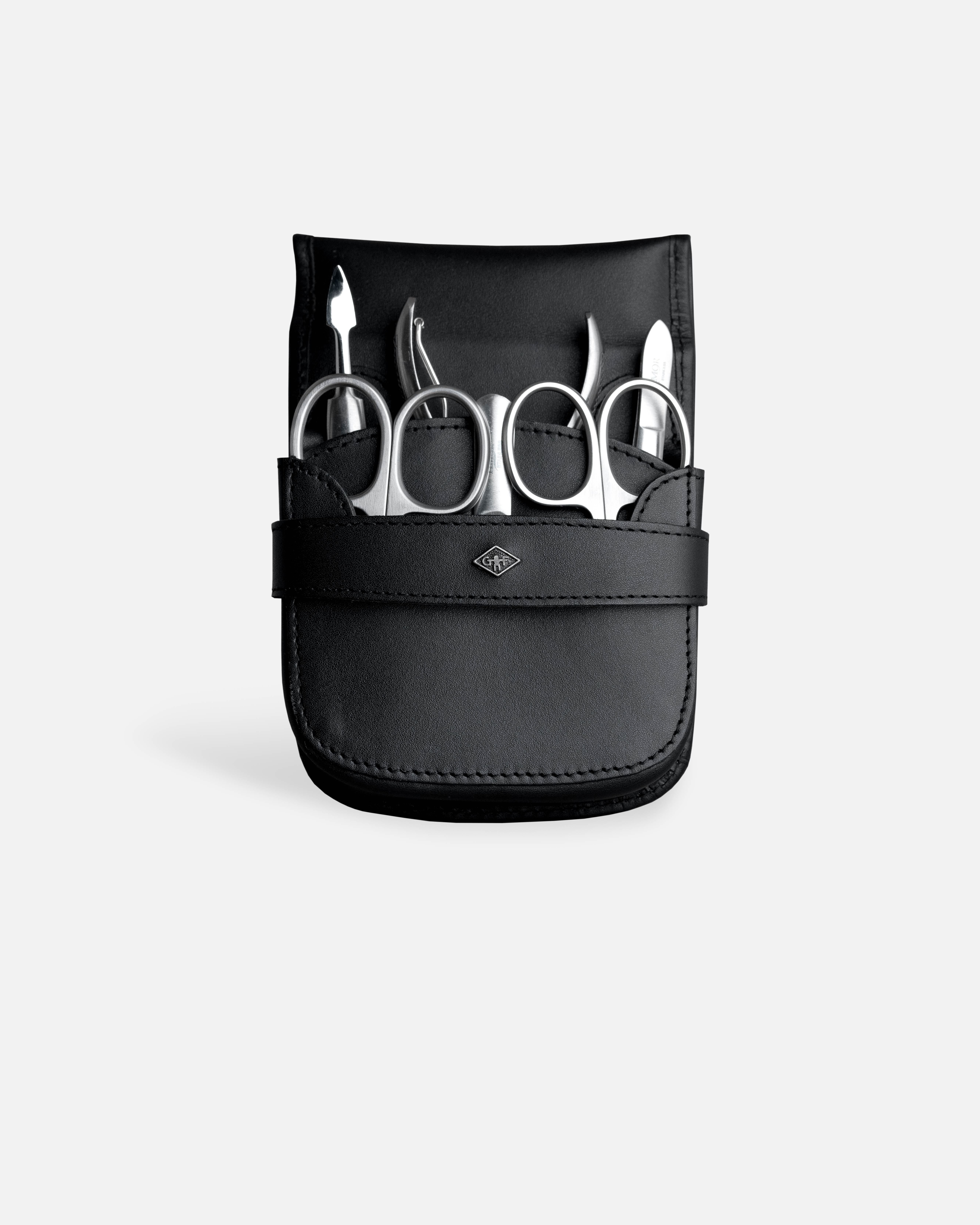 G&F Timor® 6-teiliges Manikürset schwarzes Glattleder