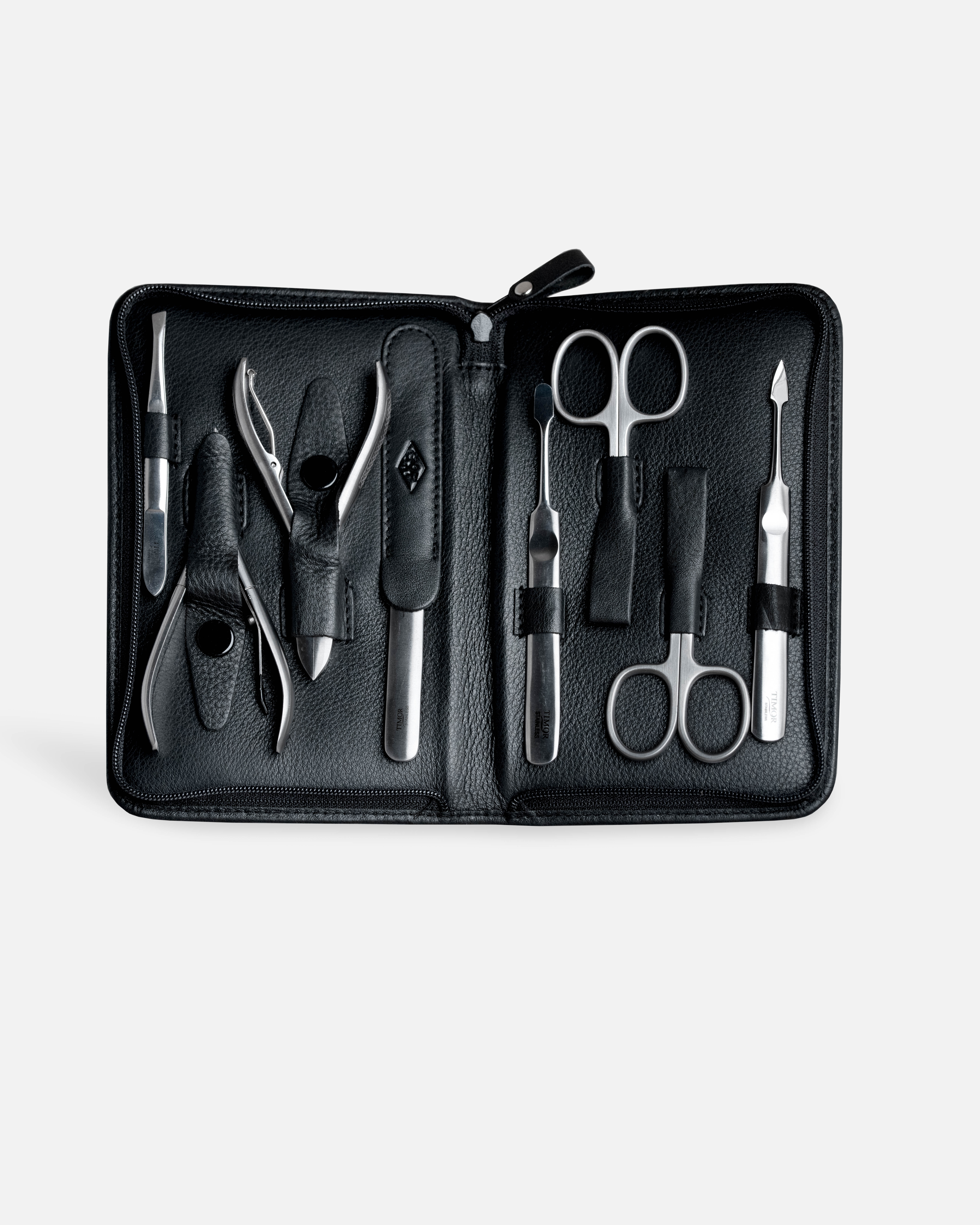 G&F Timor® 8-teiliges Manikürset schwarzes Nappaleder