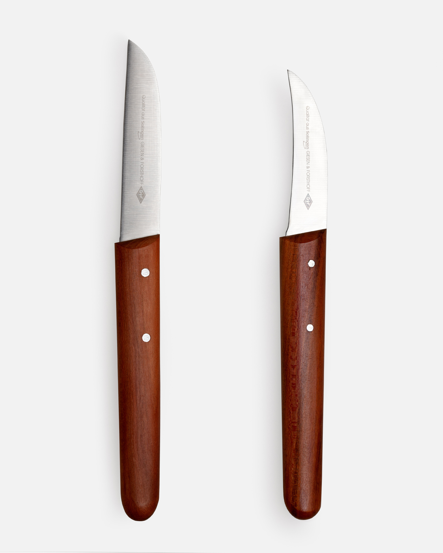 G&F Timor® Kleines Küchenmesser-Set Zöppken mit Pflaumenholzgriff -  gebogene und gerade Klinge