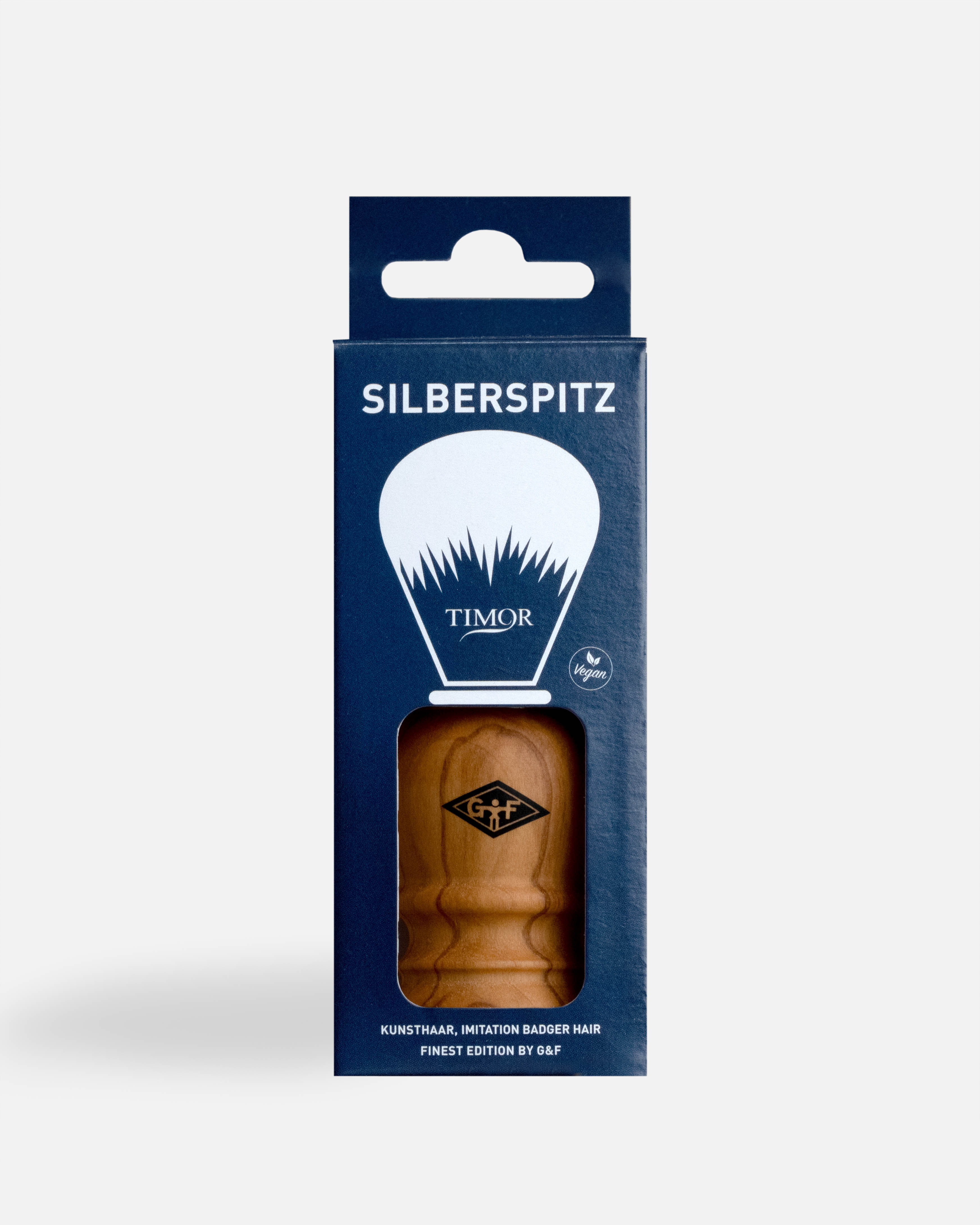 G&F Timor® Rasierpinsel Silberspitz – Vegan – Olivenholz