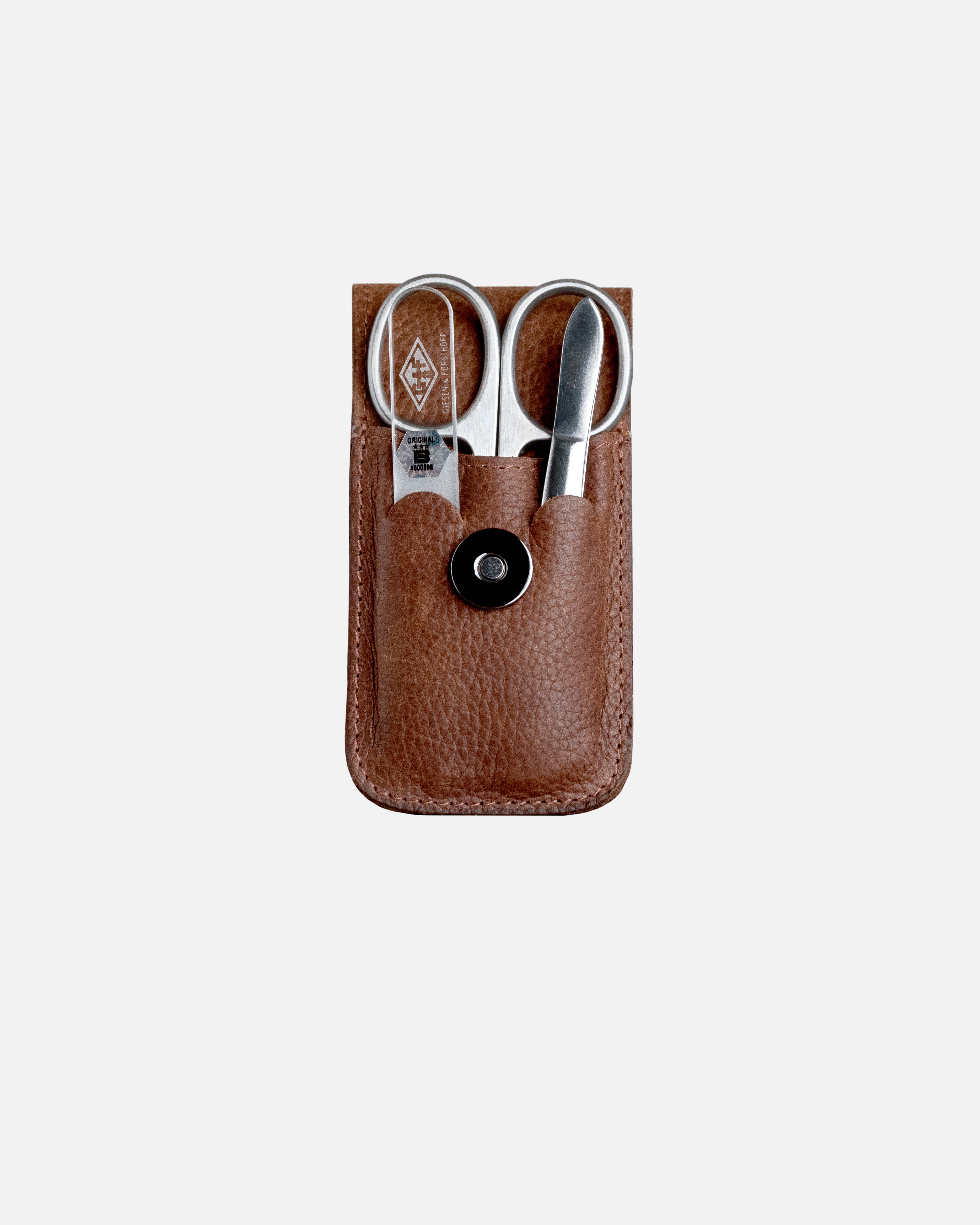 G&F Timor® 3-teiliges Manikürset braunes Leder
