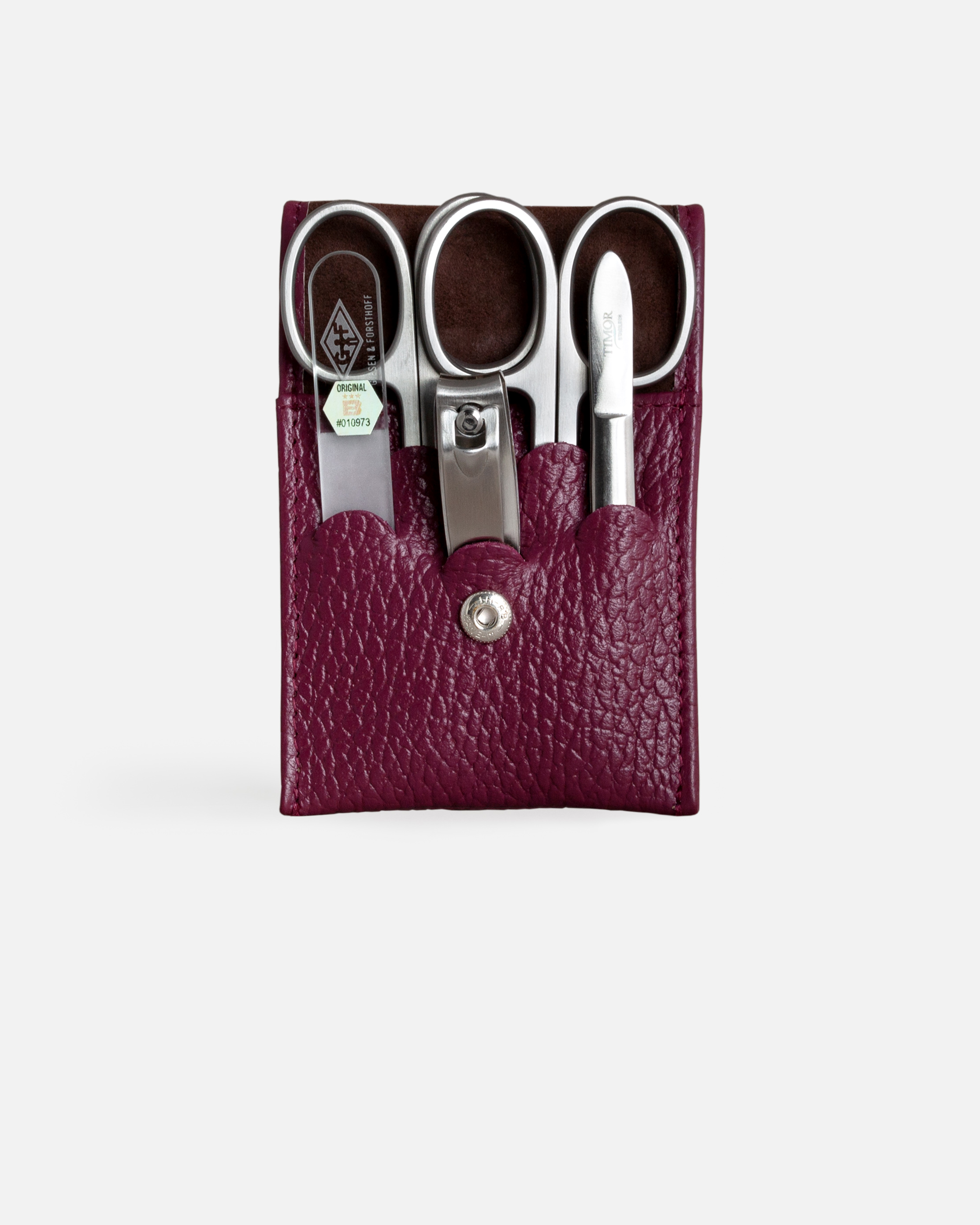 G&F Timor® 5-teiliges Manikürset weinrotes genarbtes Leder