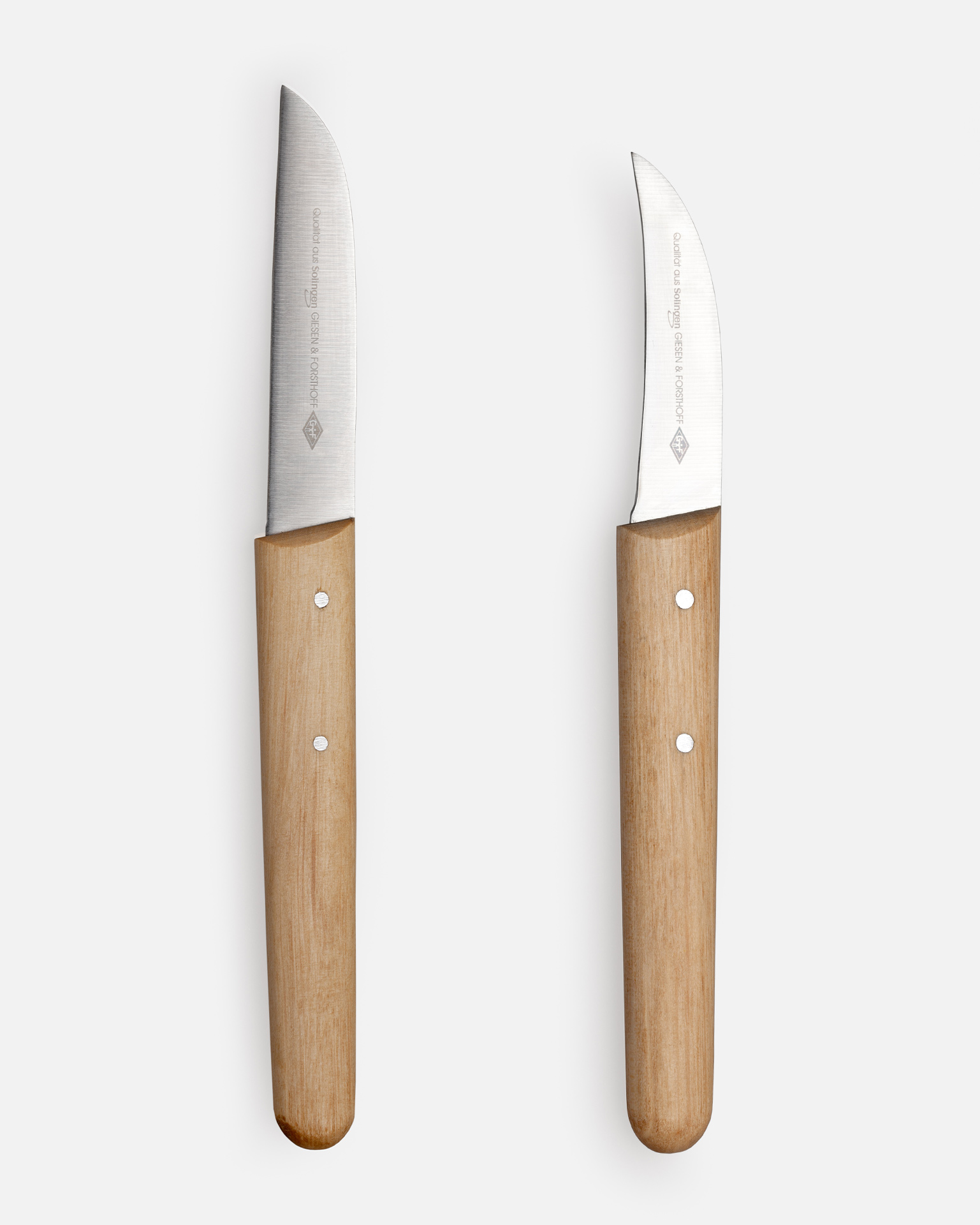 G&F Timor® Kleines Küchenmesser-Set Zöppken mit Weißbuchenholzgriff -  gebogene und gerade Klinge
